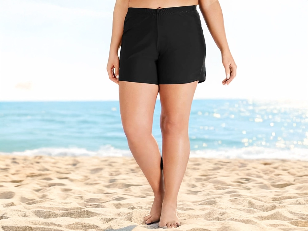 Island Escape Women's Plus Swim Shorts Swimsuit Black