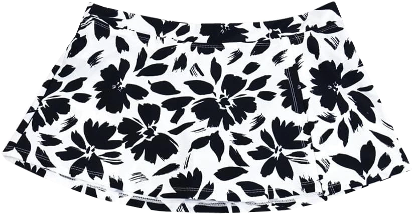 Island Escape Women's Lux Printed Skirt Swim Bottom Swimsuit (16, White/Black)