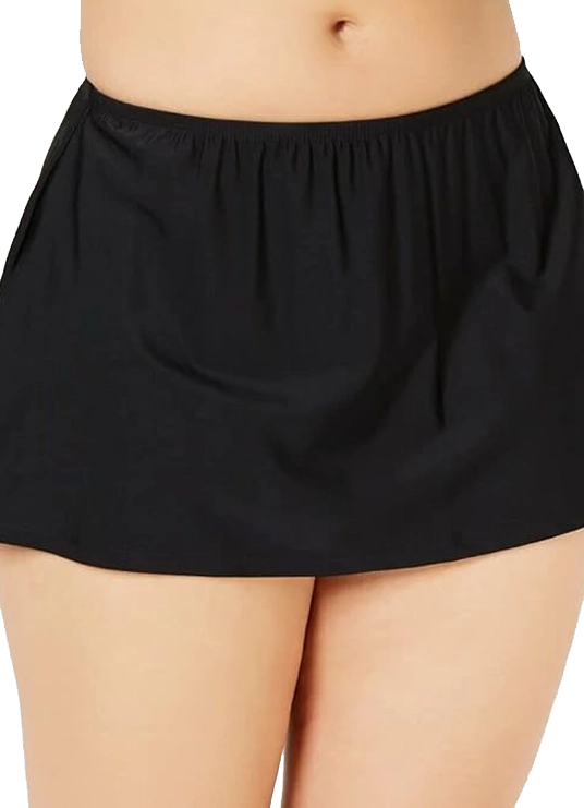 Island Escape Womens Plus Skirt Fold Over Swim Bottom Separates Black 16W